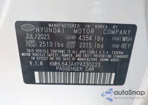 2023 Hyundai Sonata Sel z USA, uszkodzony, nr VIN KMHL64JAXPA330223